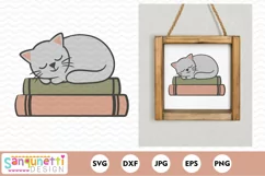 cat and books svg on a sign