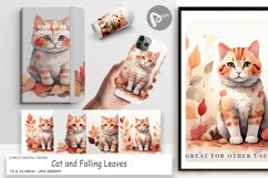 Digital Paper Cat Among Falling Leaves Product Image 1