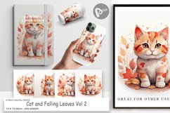 Digital Paper Cat Among Falling Leaves Product Image 1