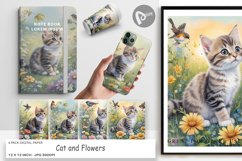 Digital Paper Cat and Flowers Product Image 1