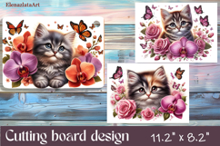 Funny Cats cutting board sublimation, Flowers sublimation Product Image 1