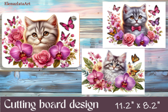 Funny Cats cutting board sublimation, Flowers sublimation Product Image 1