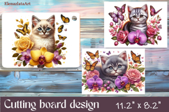 Funny Cats cutting board sublimation, Flowers sublimation Product Image 1