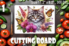 Funny Cats cutting board sublimation, Flowers sublimation Product Image 1