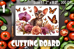 Funny Cats cutting board sublimation, Flowers sublimation Product Image 1