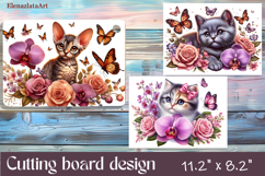 Funny Cats cutting board sublimation, Flowers sublimation Product Image 1