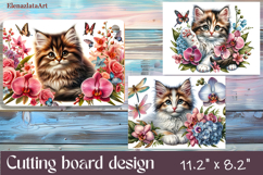 Funny Cats cutting board sublimation, Flowers sublimation Product Image 1