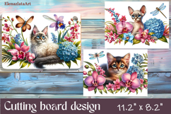 Funny Cats cutting board sublimation, Flowers sublimation Product Image 1