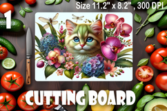 Funny Cats cutting board sublimation, Flowers sublimation Product Image 1