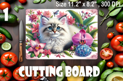 Funny Cats cutting board sublimation, Flowers sublimation Product Image 1