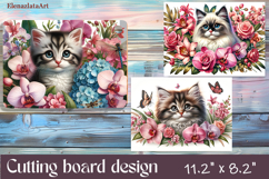 Funny Cats cutting board sublimation, Flowers sublimation Product Image 1