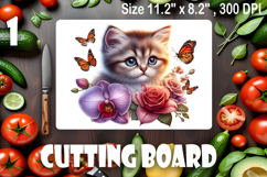 Funny Cats cutting board sublimation, Flowers sublimation Product Image 1
