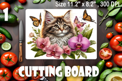 Funny Cats cutting board sublimation, Flowers sublimation Product Image 1