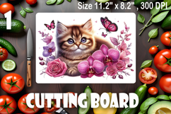 Funny Cats cutting board sublimation, Flowers sublimation Product Image 1
