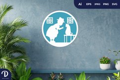 Cat and Girl Papercut Product Image 1