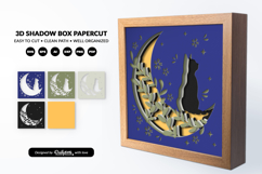 Moon Cat Layered Shadow Box SVG | Celestial Papercut SVG Product Image 2