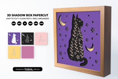 Moon Cat Layered Shadow Box SVG | Celestial Papercut SVG Product Image 2