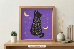 Moon Cat Layered Shadow Box SVG | Celestial Papercut SVG Product Image 1