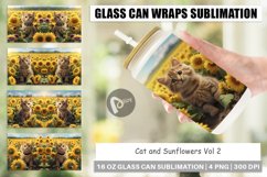 Glass Can Wraps Cat and Sunflowers Product Image 1
