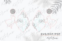 Cat and Wool Earring 2 Layered Digital Download Product Image 3