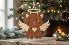 Cat Angel Bauble Laser Cut Wood File, Christmas Ornament SVG Product Image 2