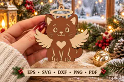 Cat Angel Bauble Laser Cut Wood File, Christmas Ornament SVG Product Image 3