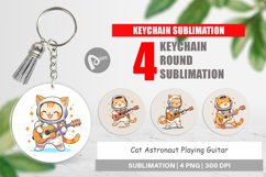 Keychain Astronaut Cat with Guitar Product Image 1