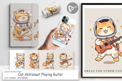 Digital Paper Astronaut Cat with Guitar Product Image 1