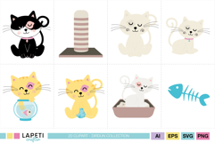 Cat birthday theme artwork for party decorations