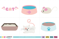 Cat birthday theme artwork for party decorations