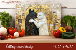 Cute cat love Cutting Board Sublimation Design | cats Product Image 1