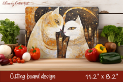 Cute cat love Cutting Board Sublimation Design | cats Product Image 1