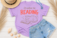 Cat Book Lover Sublimation, I'd Rather Be Reading PNG Product Image 2