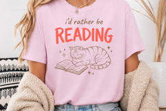 Cat Book Lover Sublimation, I'd Rather Be Reading PNG Product Image 3