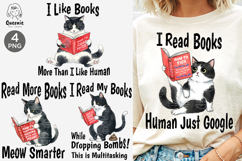 Funny Book Lover Cat Reading Png Sarcastic Quote Product Image 1