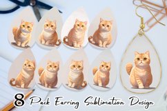 Cat British Earring teardrop sublimation design Product Image 1