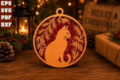 Cat Christmas Laser Cut SVG Product Image 1