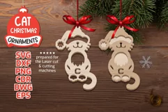 Cat Christmas Santa SVG Cat Christmas ornaments door porch wood tag lazer cut file and papercut file