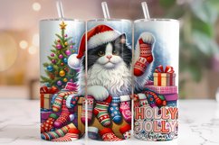 Christmas Cat Tumbler Wrap, Christmas Cat Socks Tumbler PNG Product Image 1