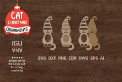Cat Christmas SVG Cat Christmas ornaments SVG Christmas gnomes SVG LASER CUT and paper cut  for decoration door sign
