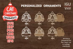 Cat Christmas SVG Christmas ornaments SVG personalized wood tags lazer cut 3d and paper cut