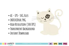 Kitten graphics in soft cream pink yellow and dark brown colors