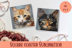 Funny Cat Coaster Sublimation| Cat Lover Coasters Product Image 1