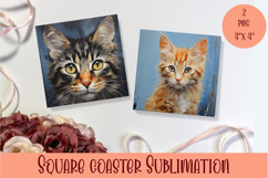 Funny Cat Coaster Sublimation| Cat Lover Coasters Product Image 1