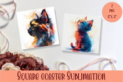 Funny Cat Coaster Sublimation| Cat Lover Coasters Product Image 1