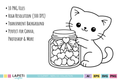 printable cat coloring png bundle