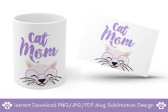 Mom Mug Sublimation, Cat Mug Wrap, Mug Design, Cat Lover PNG Product Image 1