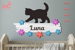 Black Cat - Laser Cut Files - Baby Name Sign, 3D Layered SVG Product Image 1