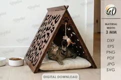 3D Pet House Laser Cut. Cat And Dog Home SVG Product Image 1