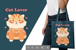 Ginger Cat Wearing Knit Sweater Illustration for Tote Bag Product Image 1